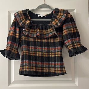 Ruffle Plaid Ivy City Blouse